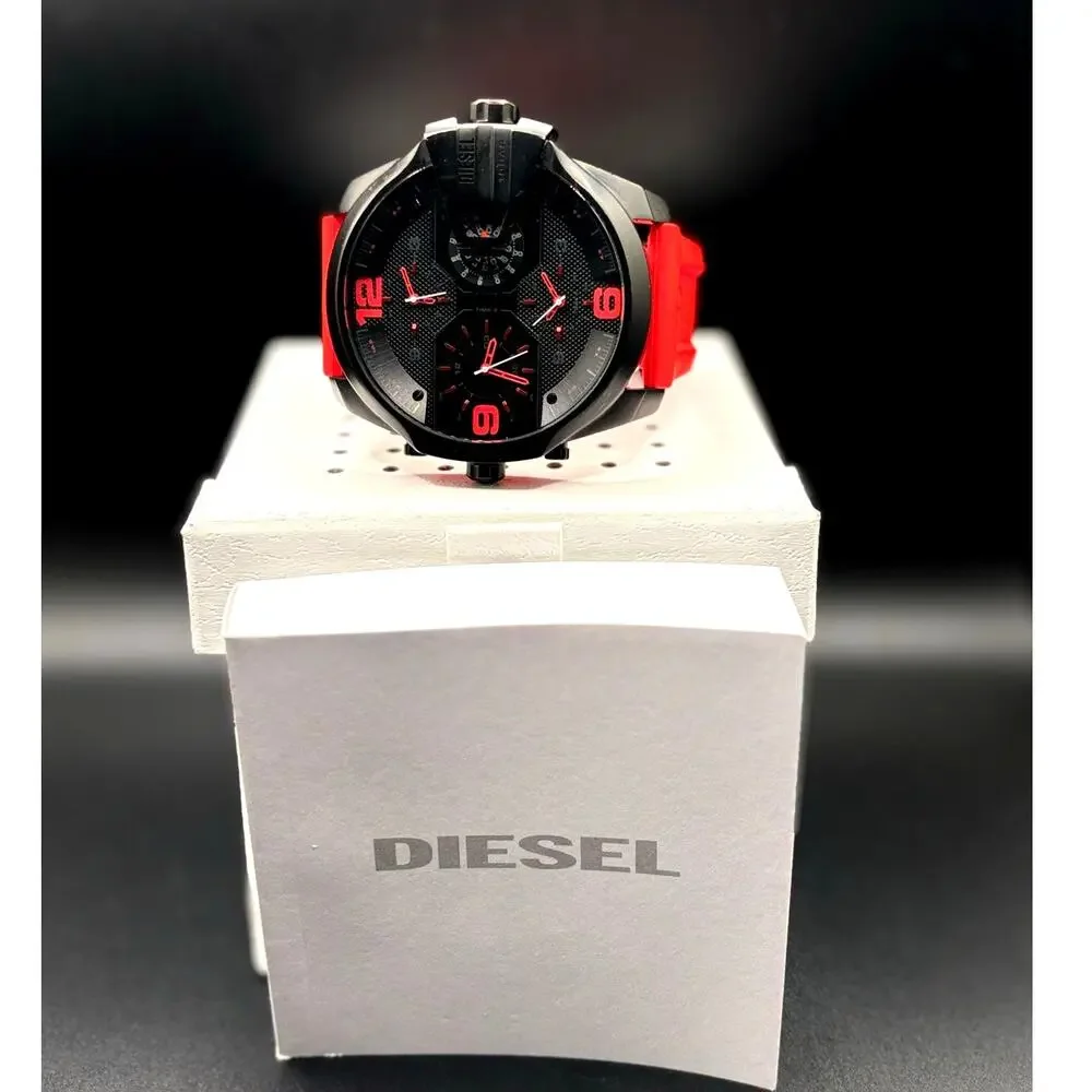 Diesel Uber Chief DZ7466 Four Time Zone Black Red 54mm Men’s Watch